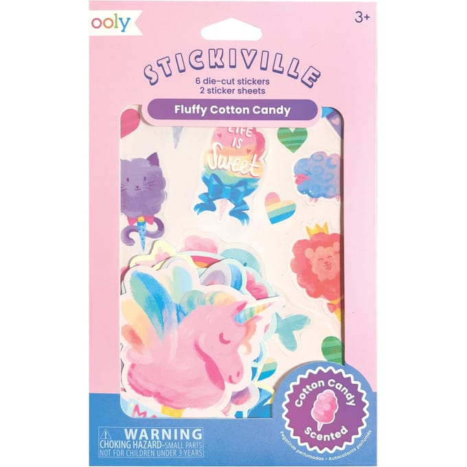 Ooly - Stickiville - Fluffy - Suikerspin geurende stickers