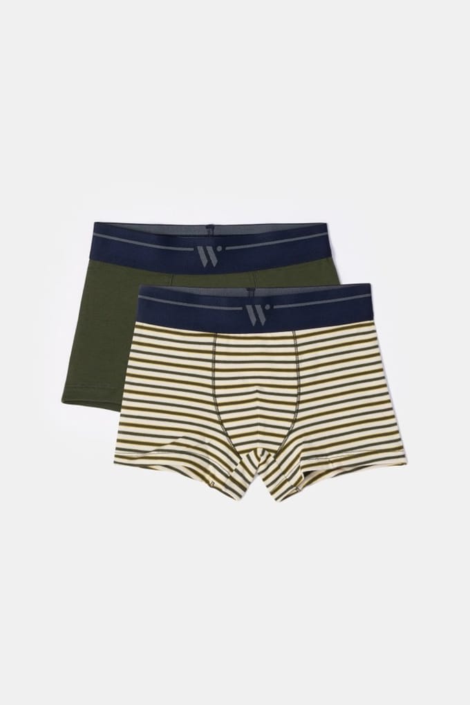 Woody Studio duopack boxershort heren - khaki/gestreept - 251-12-QLM-Z/033 - maat S