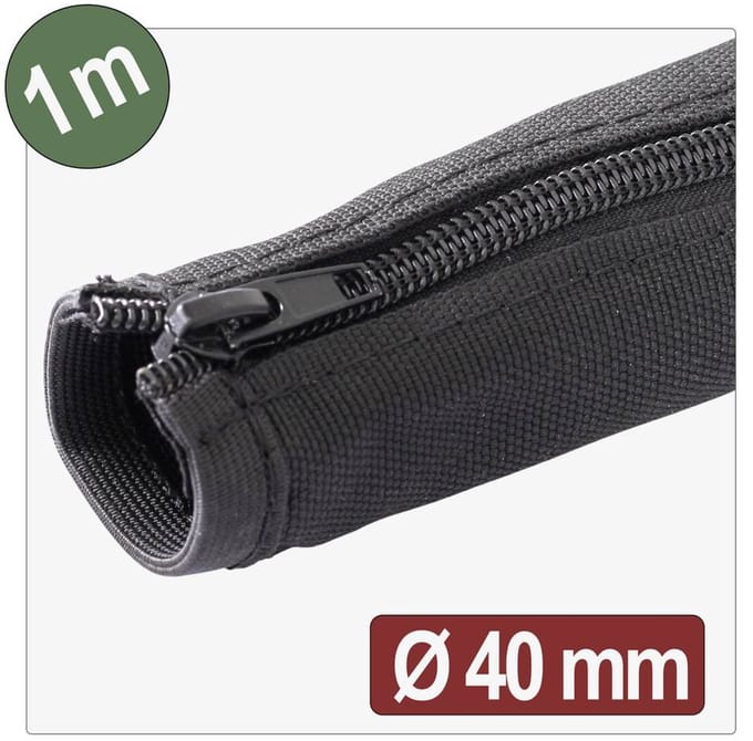 Quadrios 25CA763 25CA763 Gevlochten slang Zwart Polyester 1 m 40 mm (max) 1 m