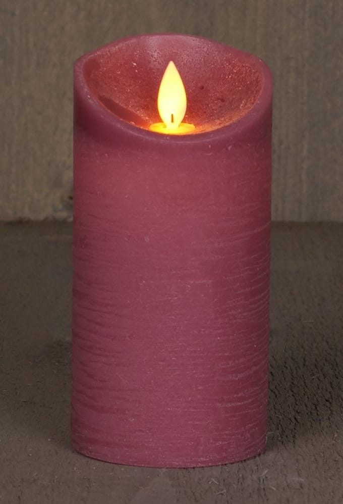 Anna's Collection Led kaars/stompkaars - 2x - oudroze - H15 x D7,5 cm - wax - bewegende vlam