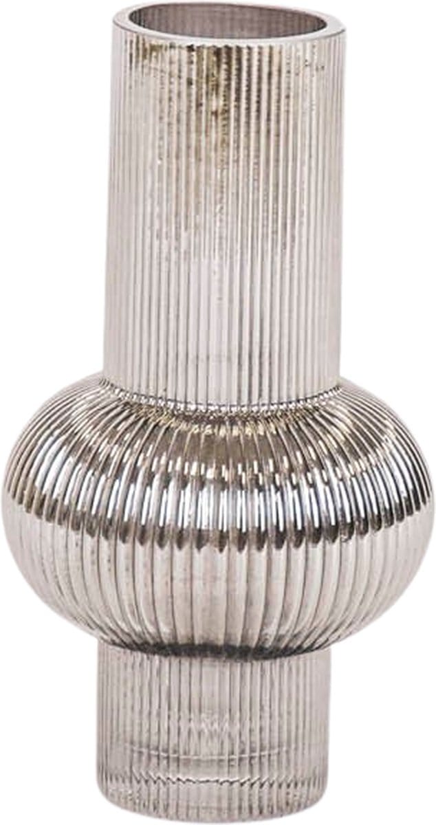 Housevitamin Ribbel Vaas - Grijs Glas - 13,5x25cm Woontrend Van Nu