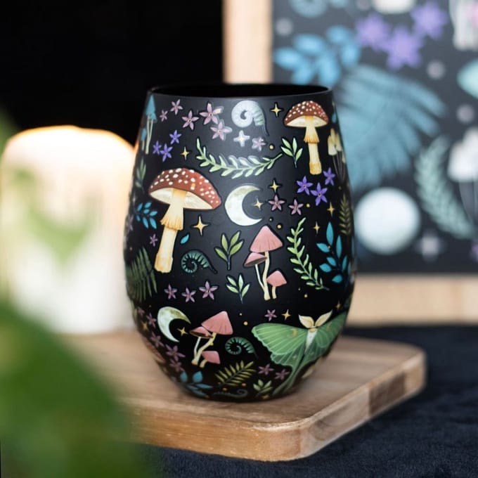 Something Different - Dark Forest Print Stemless Wijnglas - Multicolours
