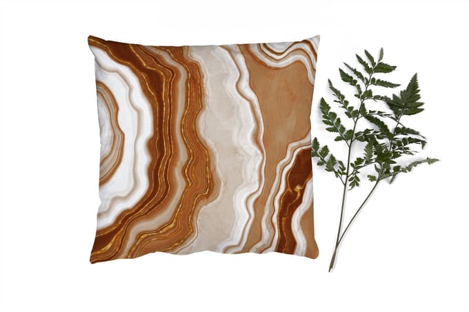 Sierkussens - Kussentjes Woonkamer - 60x60 cm - Edelstenen - Bruin - Agaat - Steen
