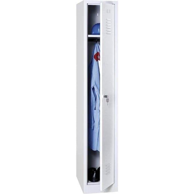 Kledinglocker, B 300 x H 1800 mm lichtgrijs (RAL 7035) cilinderslot