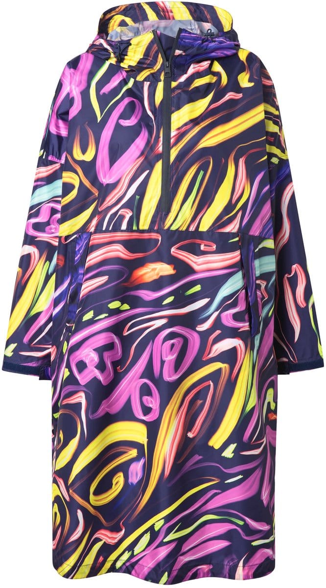 Laurasøn - Dames - Functionele regencape unisex print capuchon - Currygeel - Maat 1