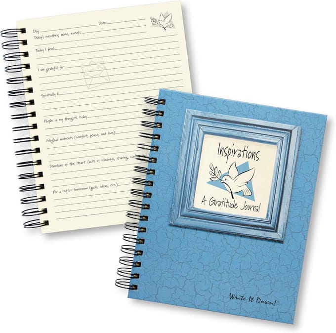 Dankbaarheidsdagboek met Blauwe Harde Kaft - Begeleide Prompts en Gerecycled Papier