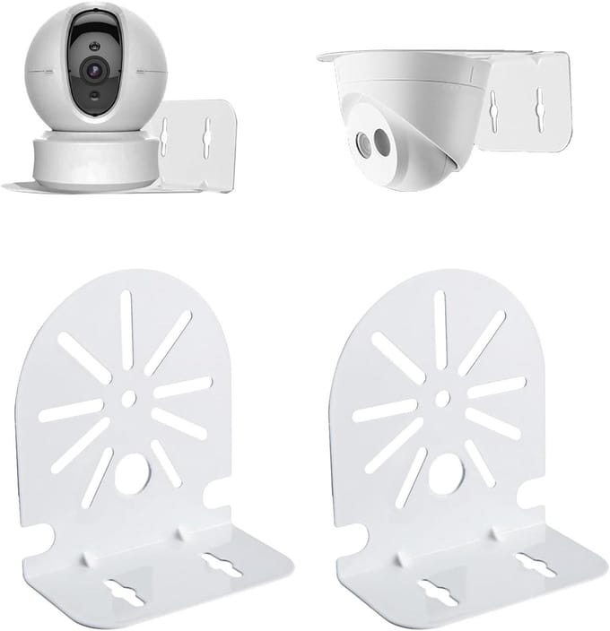 Camera Muurbeugel - Camera Houder - Beveiliging Camera's - Massief Metaal - 103 x 117 x 55 mm - Wit