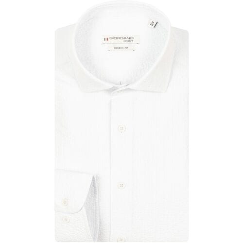 Giordano Overhemd Row Cutaway Collar Seersucker Stripe Licht Blauw / male