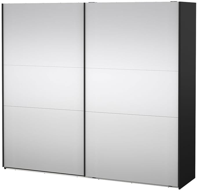 Como schuifdeurkast 2 deuren met spiegel 245x220cm mat zwart.