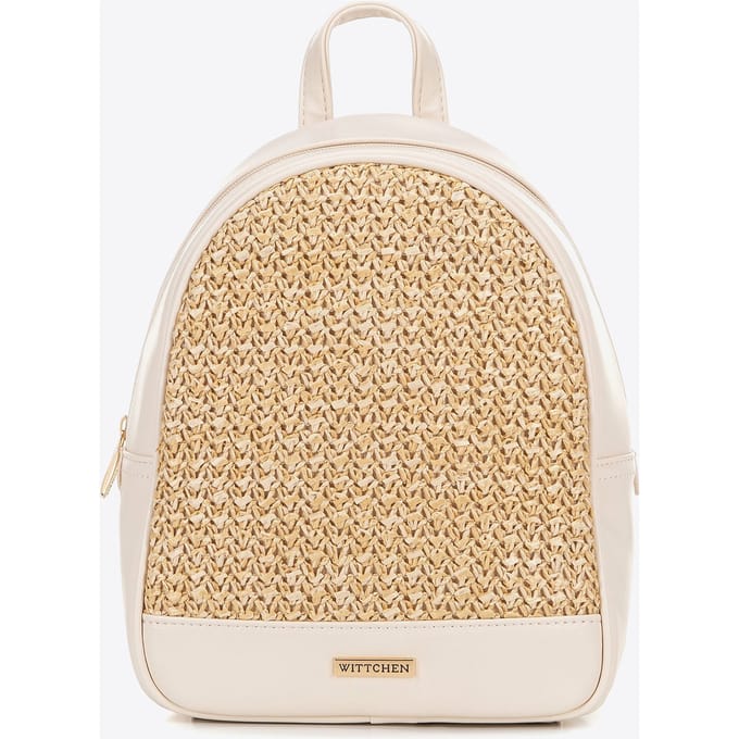 Wittchen Damesrugzak met weefpatroon, crème en beige, eco-leer