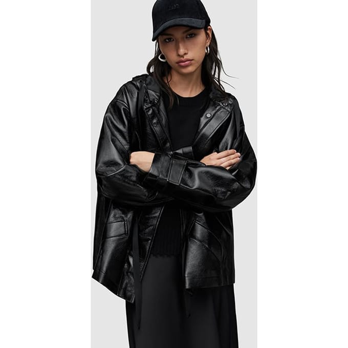 AllSaints Kelsie Shine Jacket Black Taglia: L | Giacche di pelle Outlet | Donna | Nero