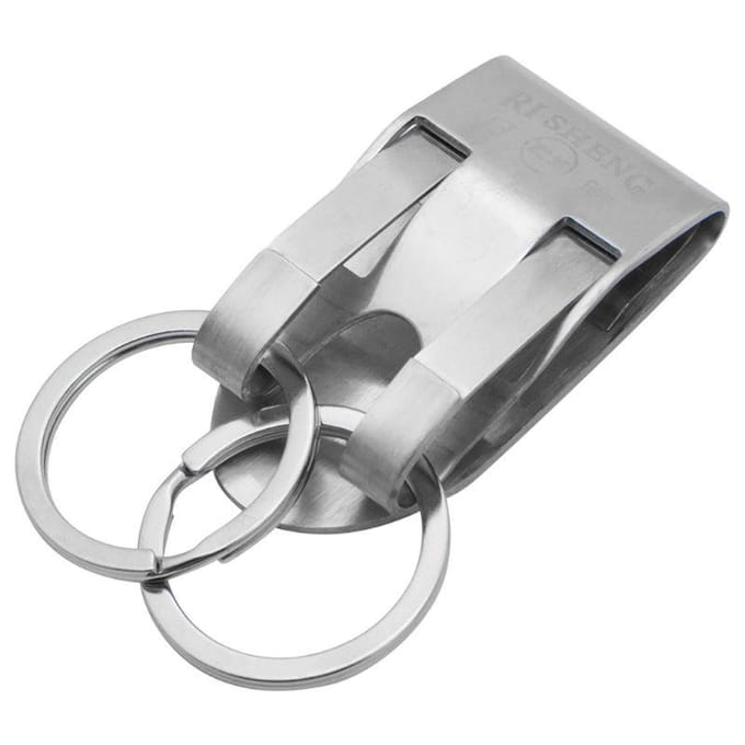 Porte-clés en acier inoxydable avec clip de sécurité pour ceinture B gray