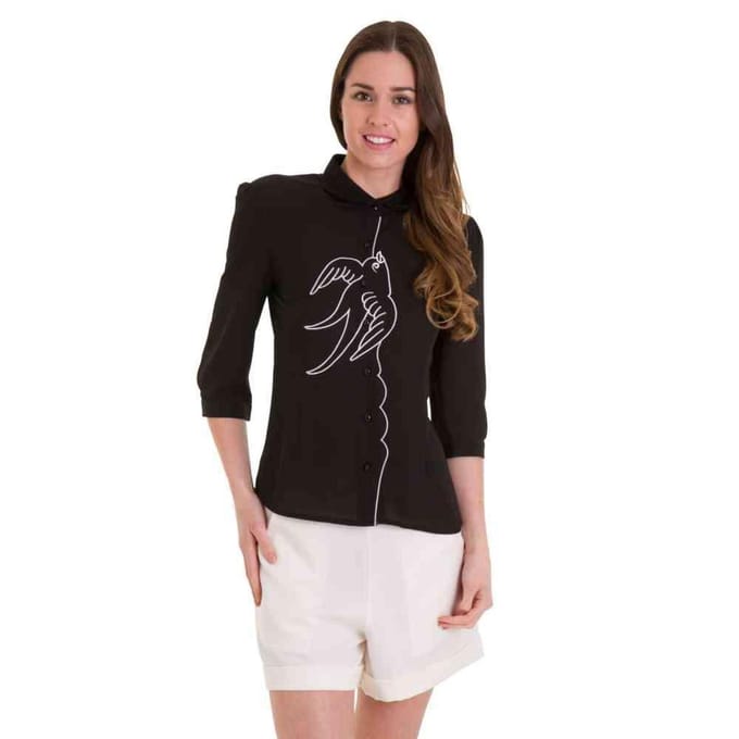 Dancing Days - FREE AS A BIRD Blouse - 2XL - Zwart