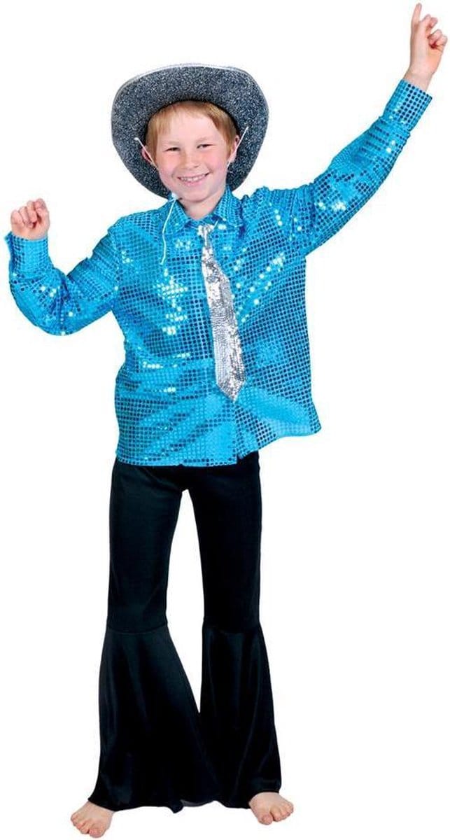 Blouse disco blauw kind - Maat 116