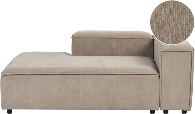 BELIANI ARDAL - Chaise longue - Lichtbruin - Rechtszijdig - Corduroy