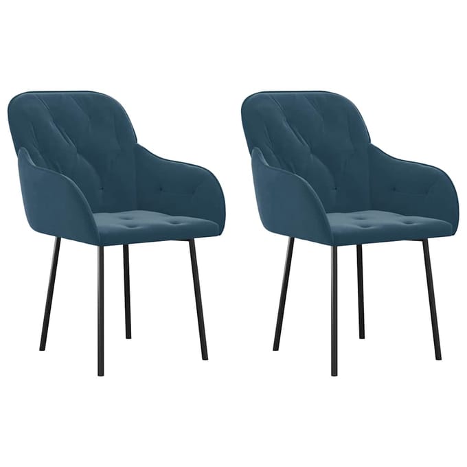 vidaXL - Eetkamerstoelen - 2 - st - fluweel - blauw