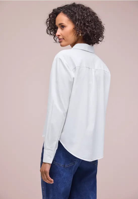 Blouse met lange mouwen en overhemdkraag in keperstof