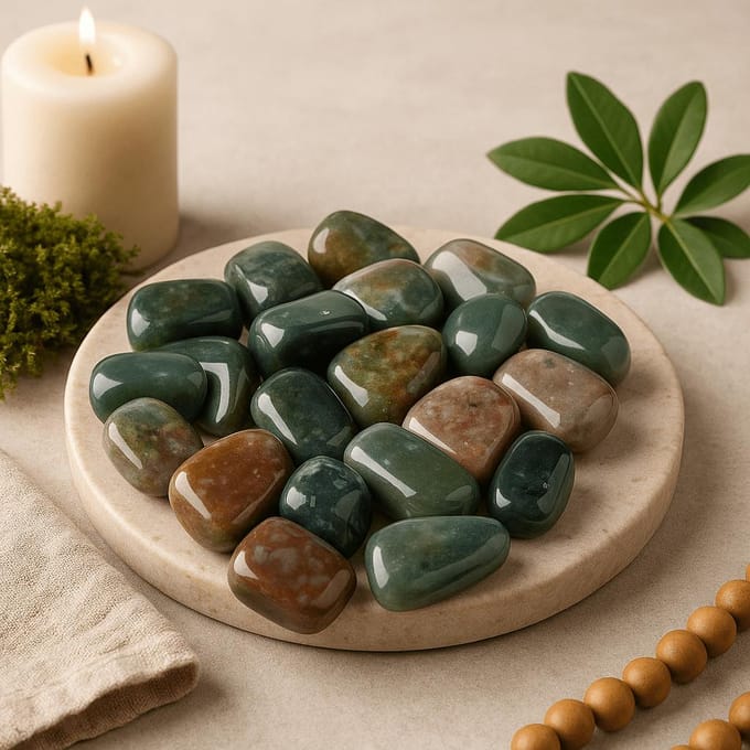 Pak van 24 Trommelstenen - Fancy Jasper