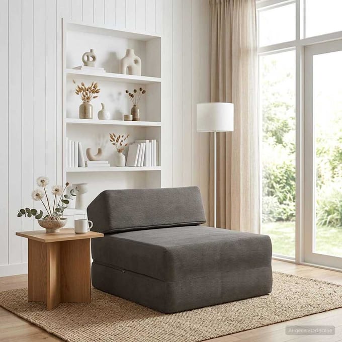 vidaXL - Vouwbare - Sofa - Bed - Lichtgrijs - 60 - x - 70 - x - 41 - cm - Stof