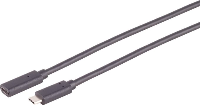 USB-C verlengkabel | USB3.2 20 Gbps | PD 100W | 4K 60Hz | zwart | 1 meter