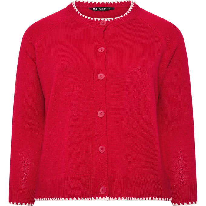 Yours Rood Vest Met Festonsteek Size 54-56