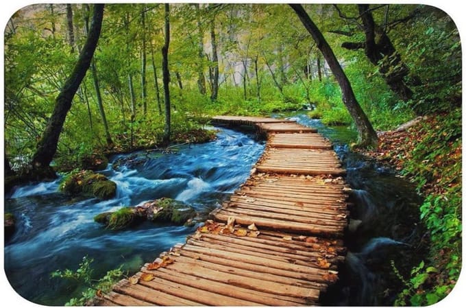 Diepe Bos Plitvice Meren Badtapijten - Antislip Flanel Vloermat 40x120cm