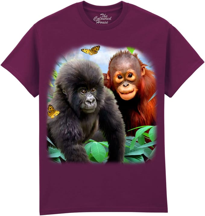 Gorilla Orangutan Jungle Buddies The Coloured House T-shirt M