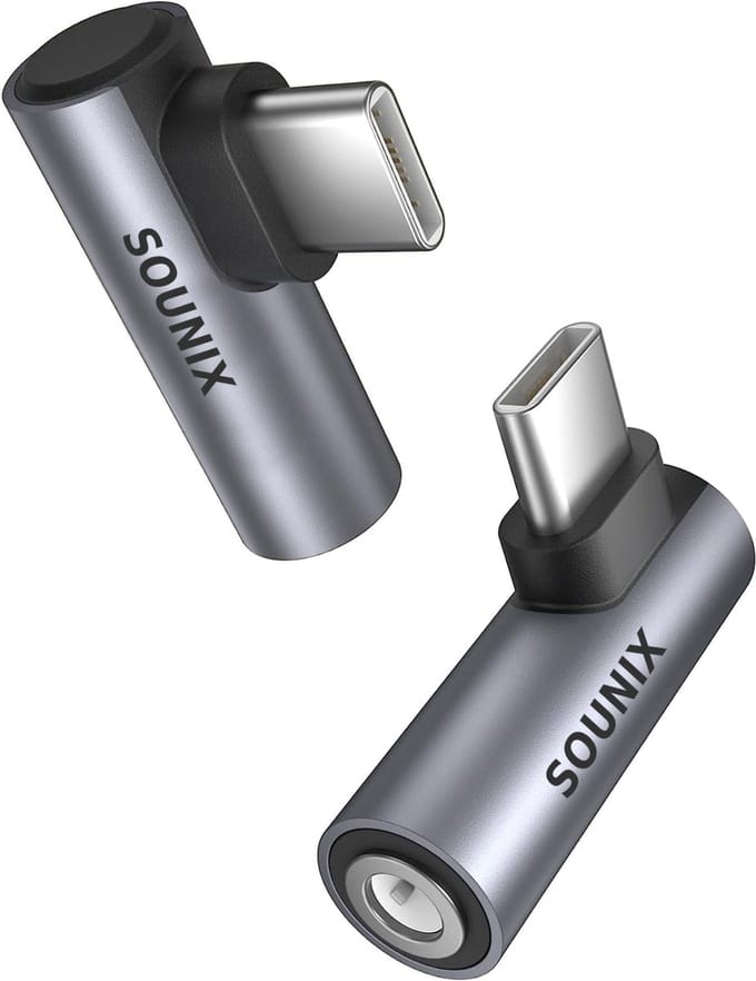 Sounix USB C naar 3.5mm Jack Adapter - 1 stuk - Audiojack naar USB-C - Audiojack 3.5 - Audio Jack USB-C - Aluminium - Grijs