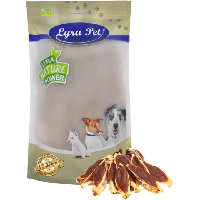 1 kg Lyra Pet® konijnenoren gevuld met eend
