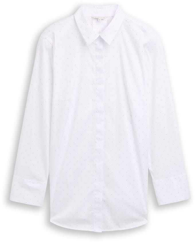 Tom Tailor - Plus Size - Losvallende blouse met strass-steentjes - Maat 44 - stones on solid