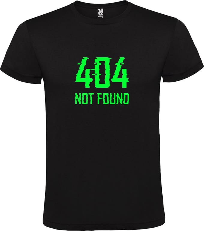 Zwart T-shirt ‘404 Not Found’ Groen Maat M