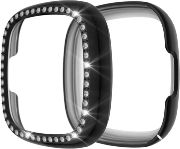 Strap-it Diamond PC Hard Case – Geschikt voor Fitbit Versa 3 – Zwart – Hoesje – Beschermhoes – Protector – Bescherming