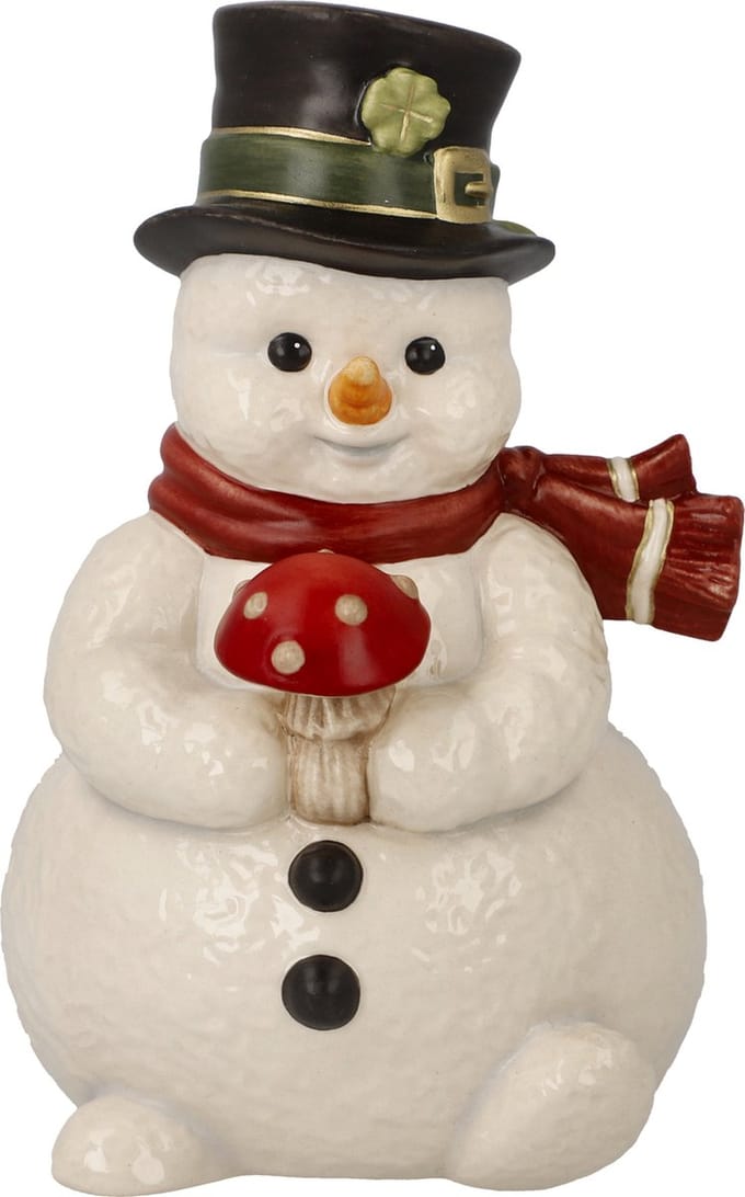 Goebel - Kerst | Decoratief beeld Sneeuwpop - Kleine boodschapper van geluk | Aardewerk - 12cm