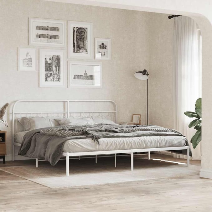 vidaXL - Vervangend - hoofdbord - 200 - cm - metaal - wit
