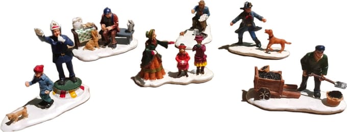 Dickensville - kerst village - Kerstfiguur set - 6-delig