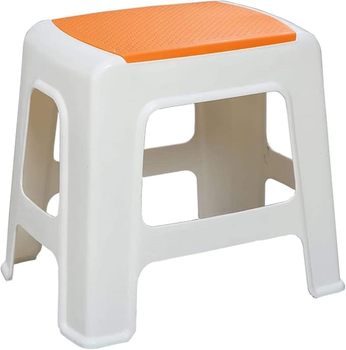 Douchezitje Kruk - Bad Stoel - Veilig Douchen - Verdikte Plastic Constructie - XL 20x30x31cm - Oranje