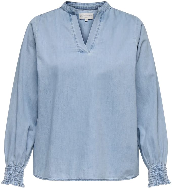 ONLY CARMAKOMA CARMETTA LS DNM SHIRT Light blue denim maat 48