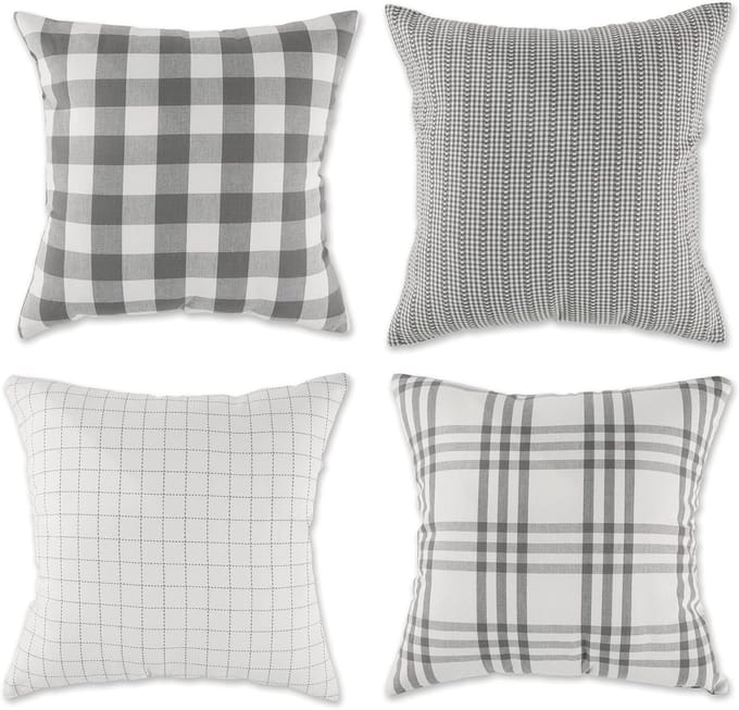 Set van 4 Decoratieve Kussenslopen 45x45 cm Grijs Boerderij Stijl