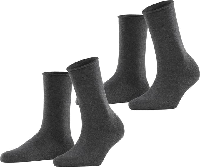 Esprit Basic Pure 2-Pack eenkleurig katoen multipack sokken dames grijs - maat 35-38