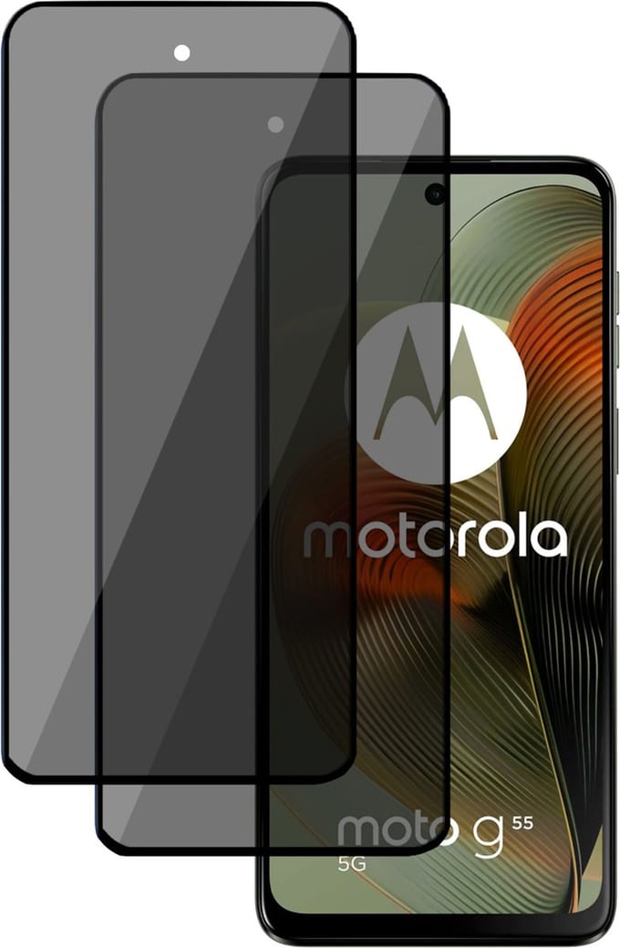 2x Privé Screenprotector geschikt voor Motorola Moto G55 5G Screenprotector - Privacy Beschermglas - Privacy Proteqt+