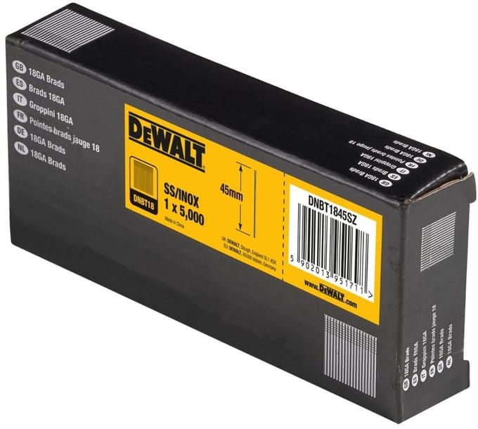 DeWALT DNBT1845SZ 1.25x45mm VE=5000 18 Gauge RVS Spijkers