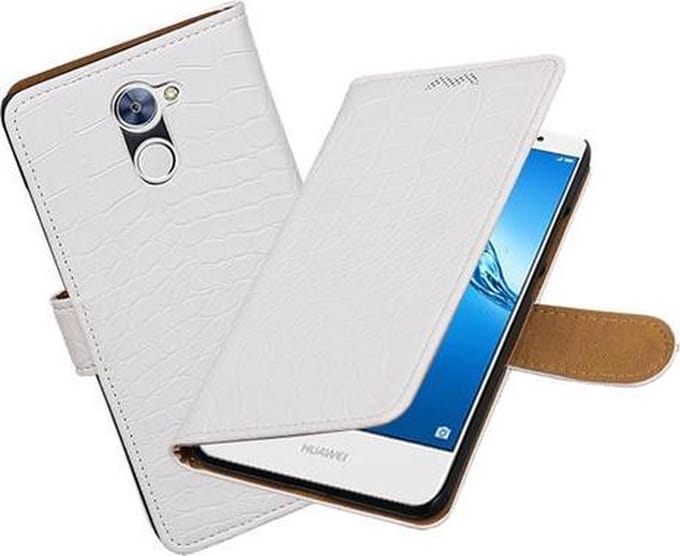 BestCases.nl Huawei Y7 / Y7 Prime Krokodil booktype hoesje Wit