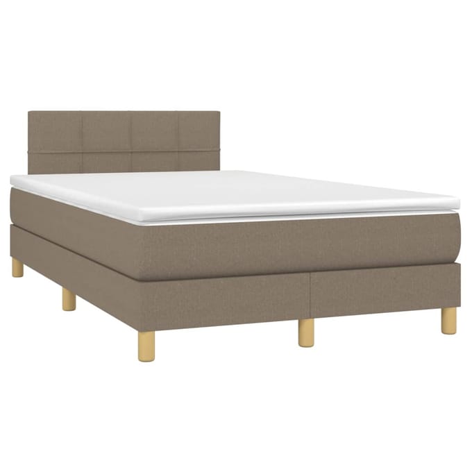 vidaXL - Boxspring - met - matras - en - LED - stof - taupe - 120x200 - cm