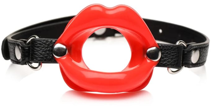 juicy lips - siliconen open mond gag - rood