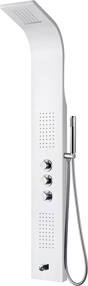 Douchepaneel - Douchekolom - Douchezuil - Lonis Santi - 160x20cm - Thermostatisch - RVS - Wit