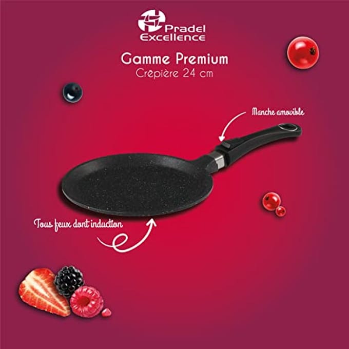Crêpemaker in Steenlook met Handgrepen – 24 cm