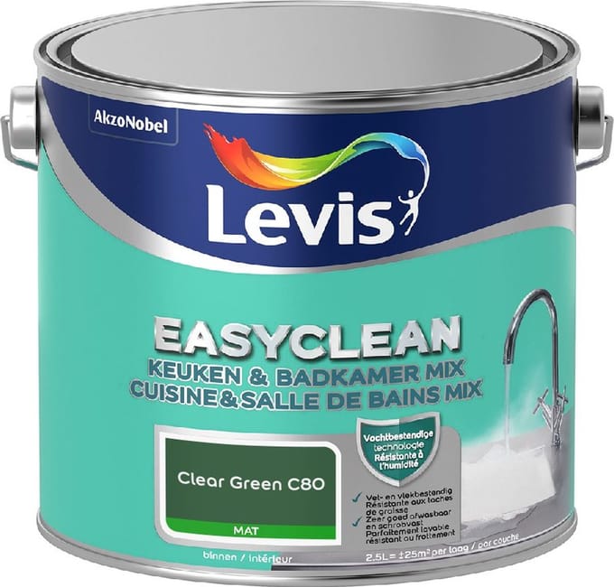 Levis - Easyclean Keuken & Badkamer Mix - Clear Green C80 - Mengverf - 2,5 L