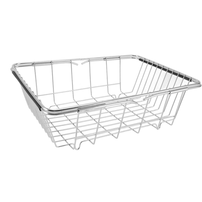 Vriezer Organizer Bak RVS Uitschuifbaar 20KG Draagvermogen Vriezer Opbergmand Platte Bodem white