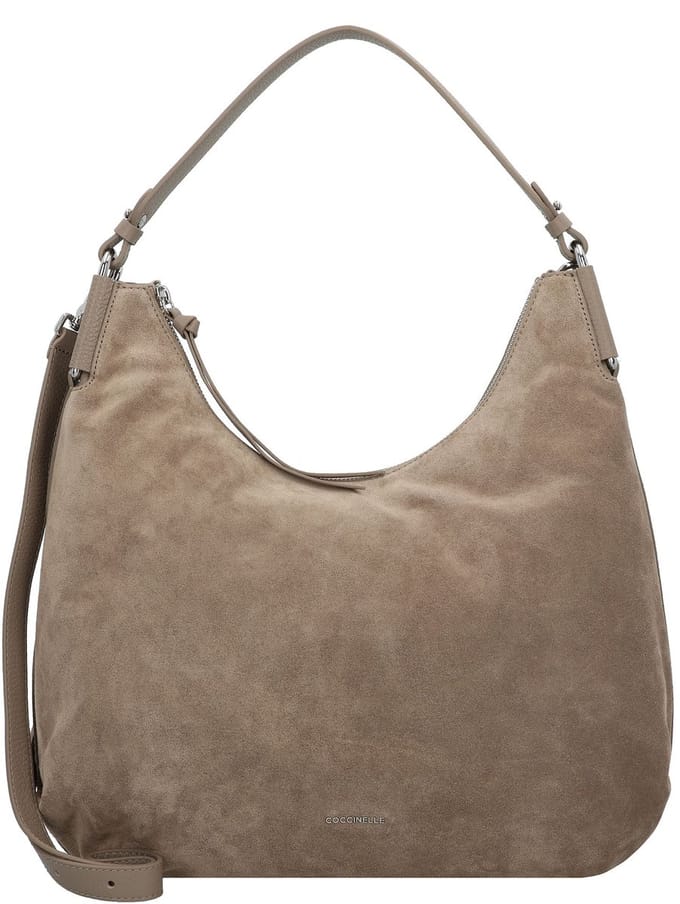COCCINELLE Leren schoudertas Rebekka Suede Handbag Grained Leather Warm Taupe