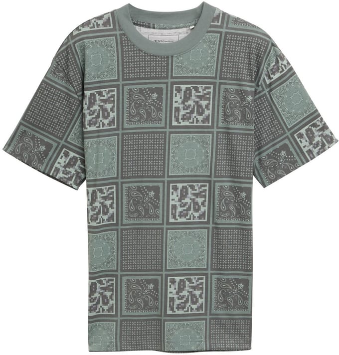 Tom Tailor Denim - Relaxed T-shirt met patroon - Maat XS - grey green patchwork print